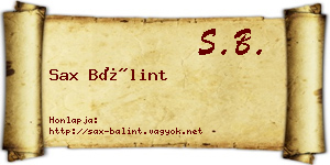 Sax Bálint névjegykártya